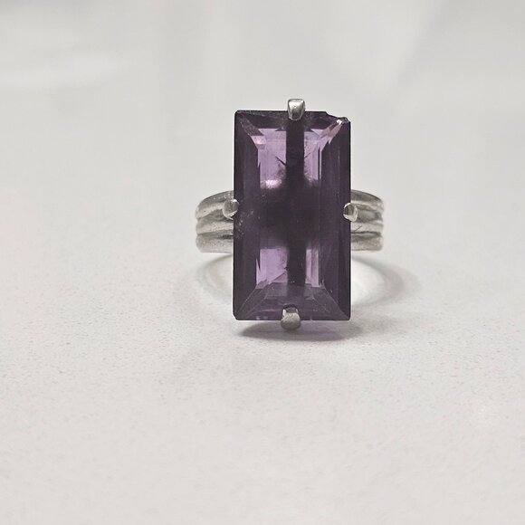 Amethyst 4 Caret Sterling Ring - Picture 1 of 2